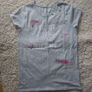 Children's Place Girls Short Sleeve Tee Gray XL/14 NWT